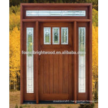 Knotty alder solid wooden glass door with glass sidelites